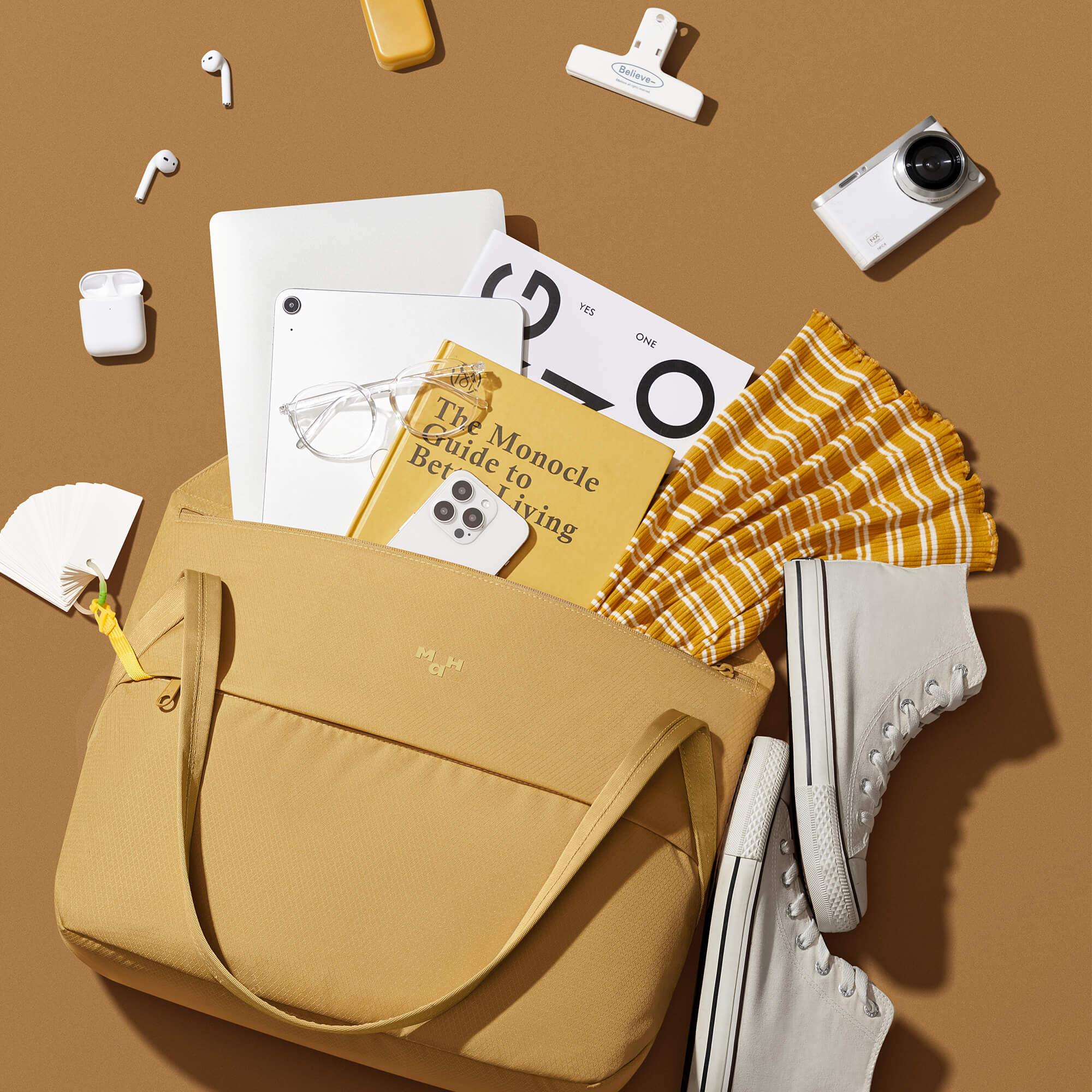 Minimalist Yellow Tote Bag For Uni