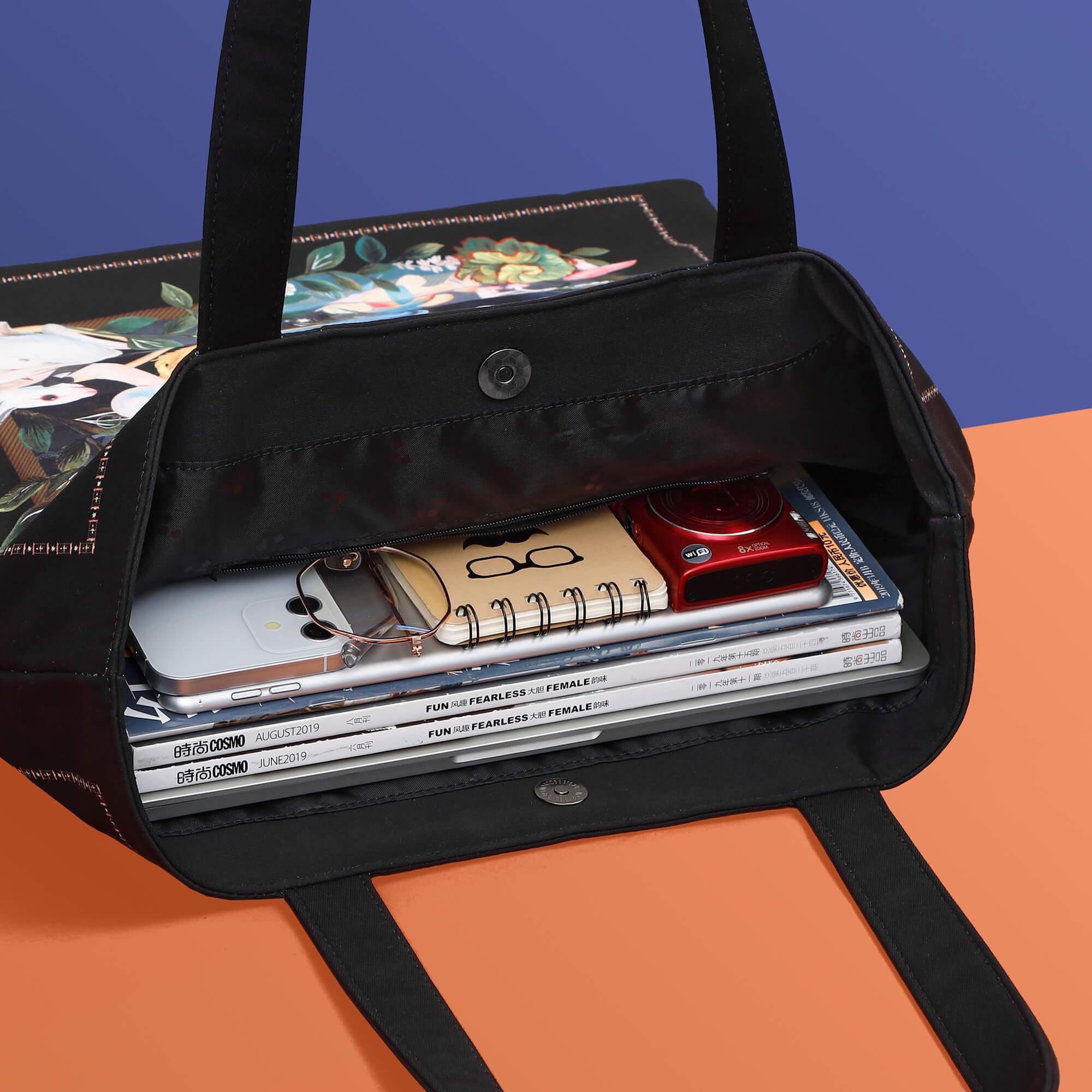 Floral Printed Canvas Tote Bag